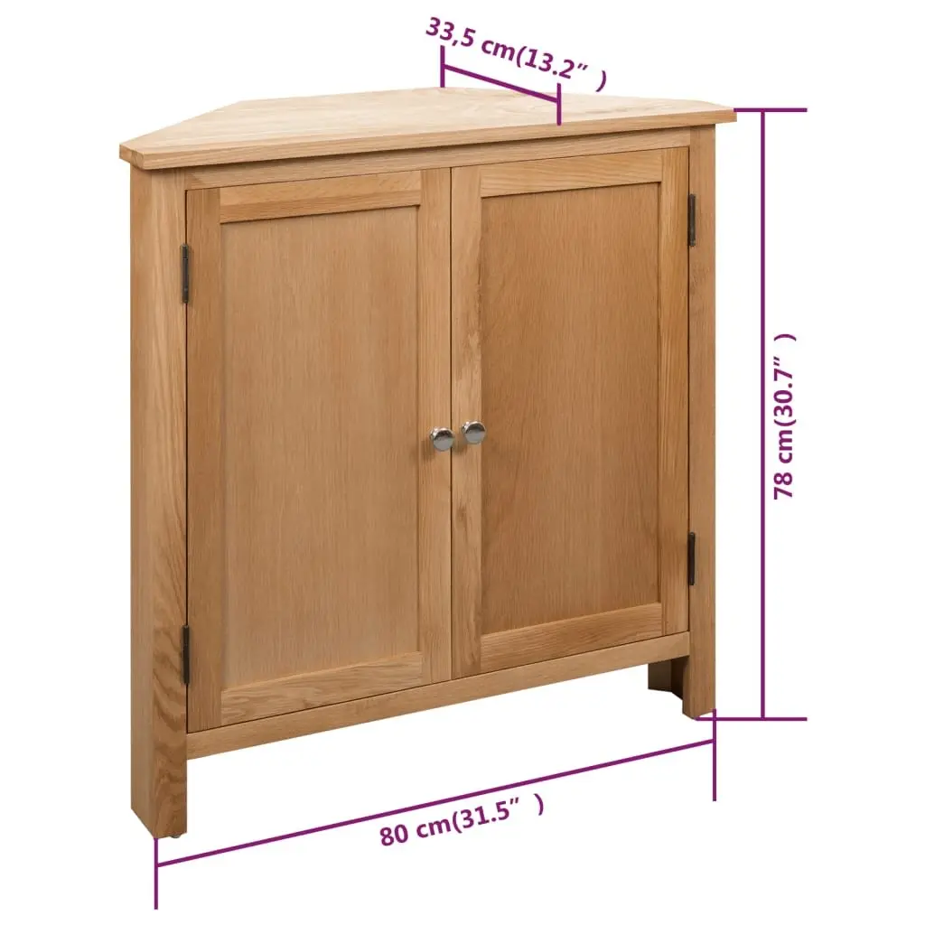 Wooden Corner Cabinet Brown Solid Oak MDF 80x33.5x78cm Storage Organiser for Hallway Living