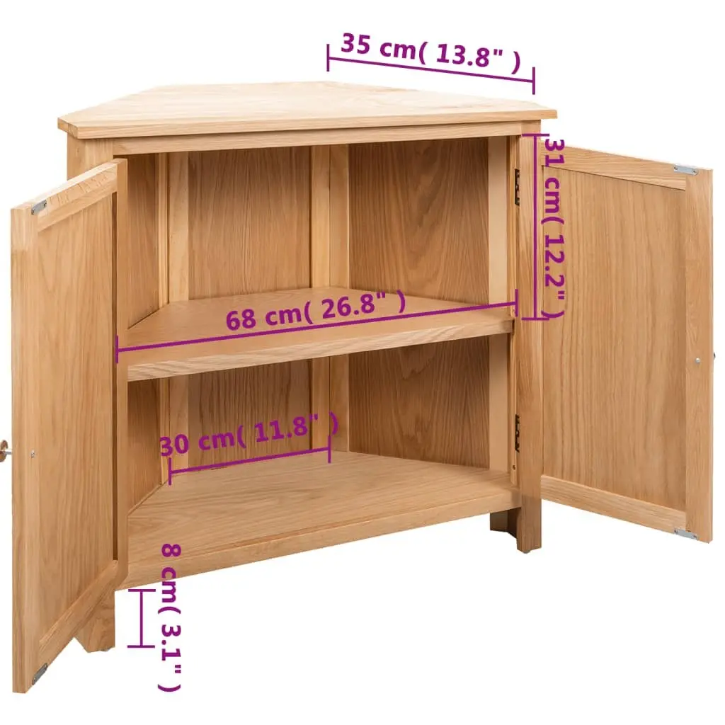 Wooden Corner Cabinet Brown Solid Oak MDF 80x33.5x78cm Storage Organiser for Hallway Living