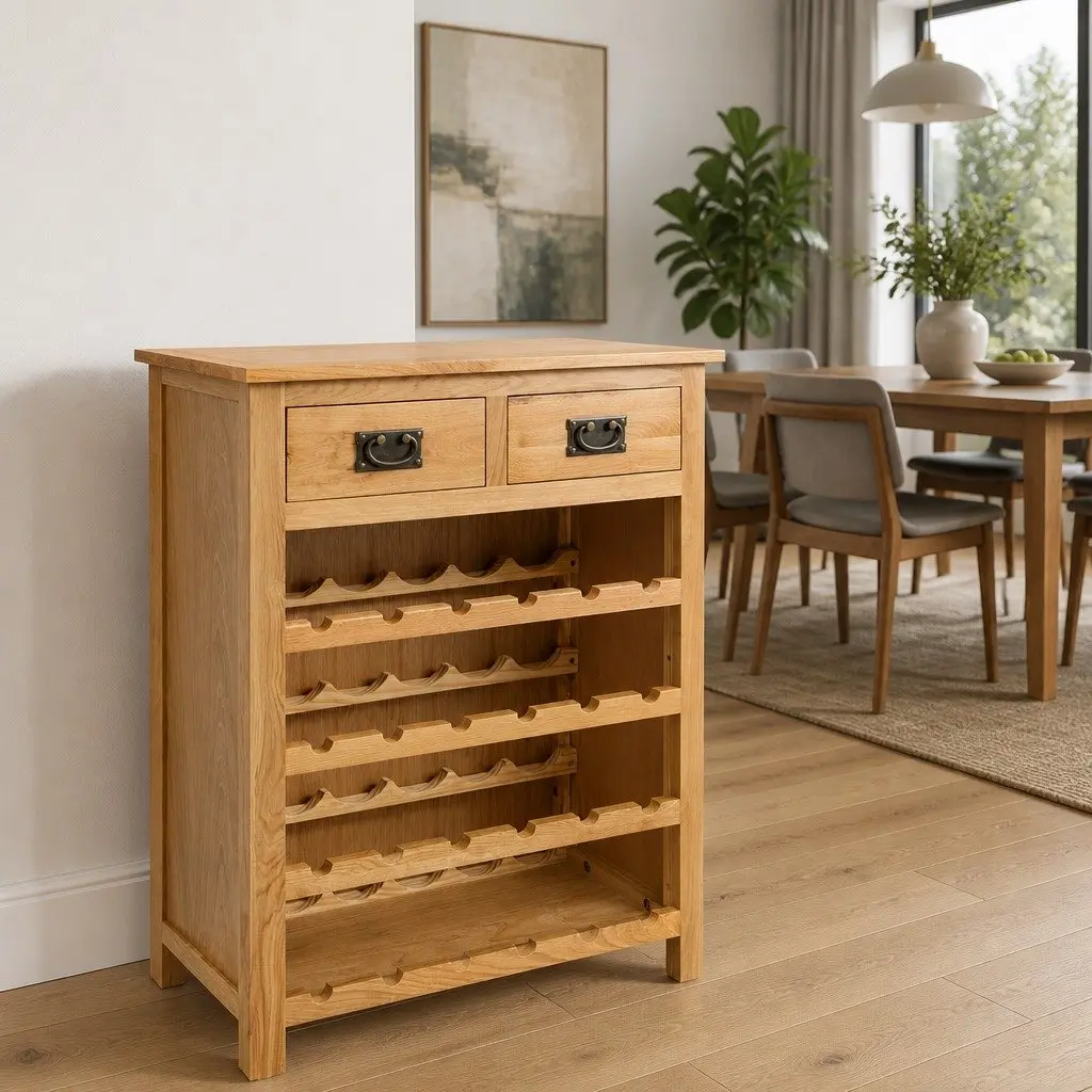 Wine Cabinet Solid Oak Wood Brown 72 x 32 x 90 cm Storage Rack Home Bar Furniture Organiser