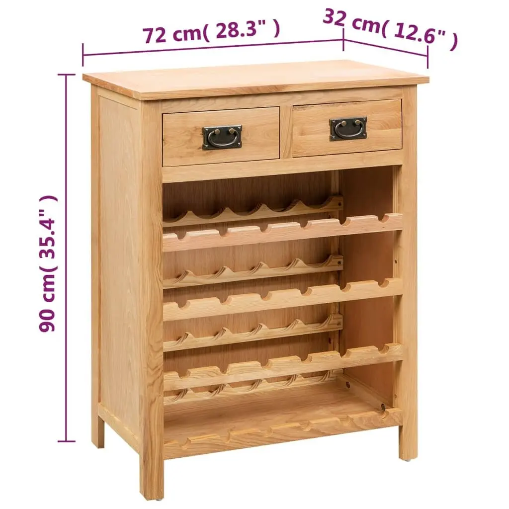 Wine Cabinet Solid Oak Wood Brown 72 x 32 x 90 cm Storage Rack Home Bar Furniture Organiser