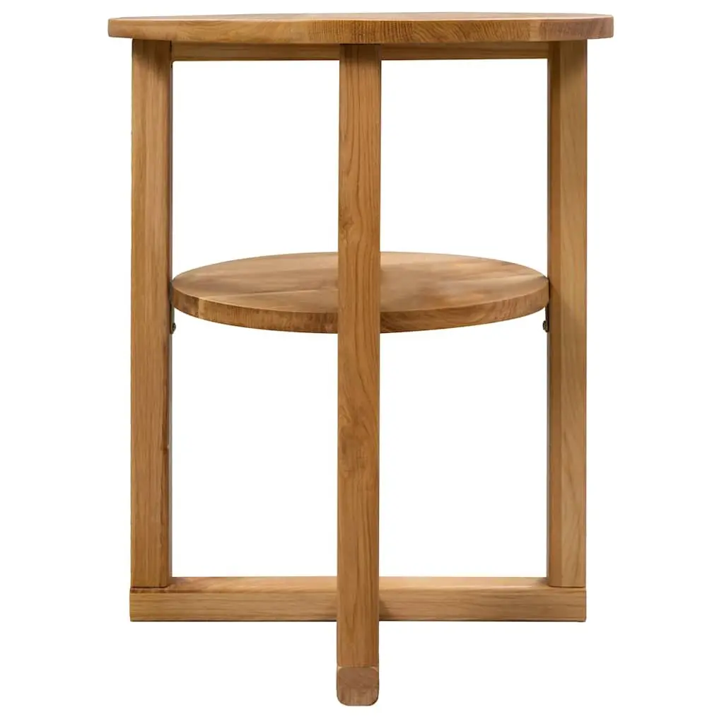 Solid Oak Wood Side Table 40x50cm Brown Accent Table with Shelf for Bedroom and Living Room