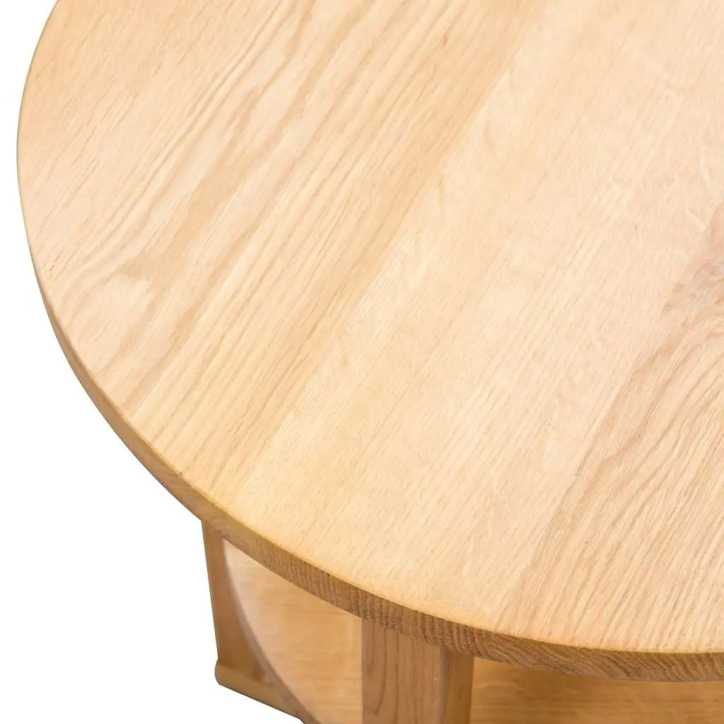 Solid Oak Wood Side Table 40x50cm Brown Accent Table with Shelf for Bedroom and Living Room