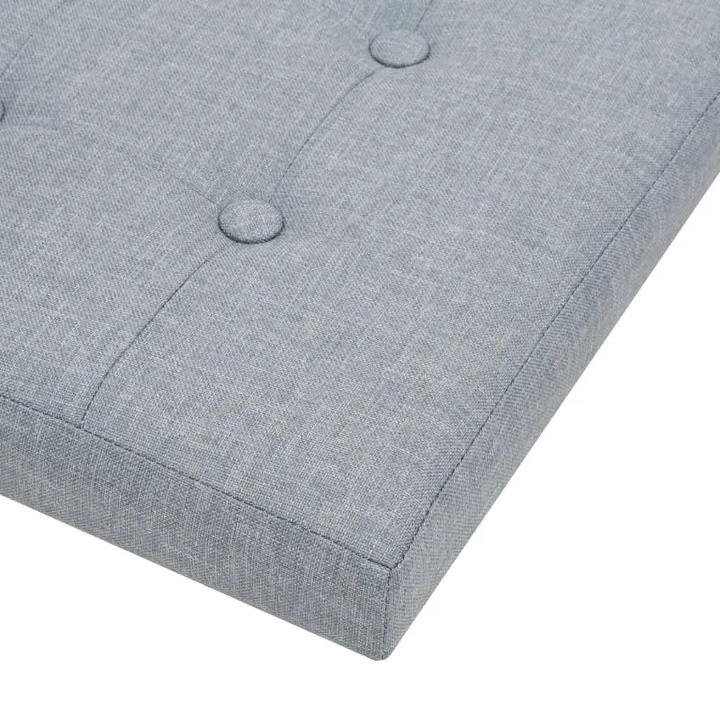 Folding Storage Stools Faux Linen Upholstered Seat Grey 2 Piece