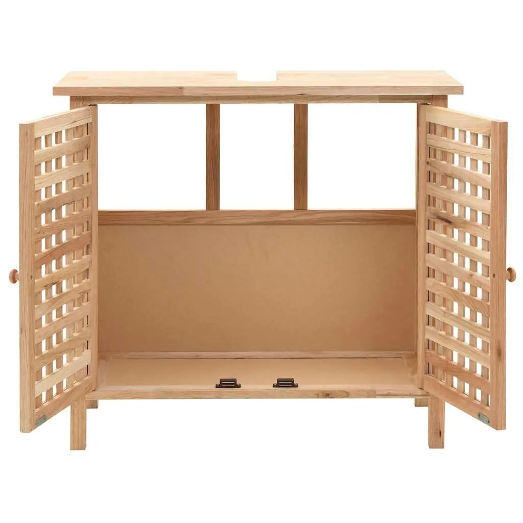 Bathroom Vanity Unit Solid Wood 66cm Beige Two Door Sink Cabinet