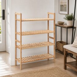 Compact Shoe Rack with 4 Latticed Shelves for Home