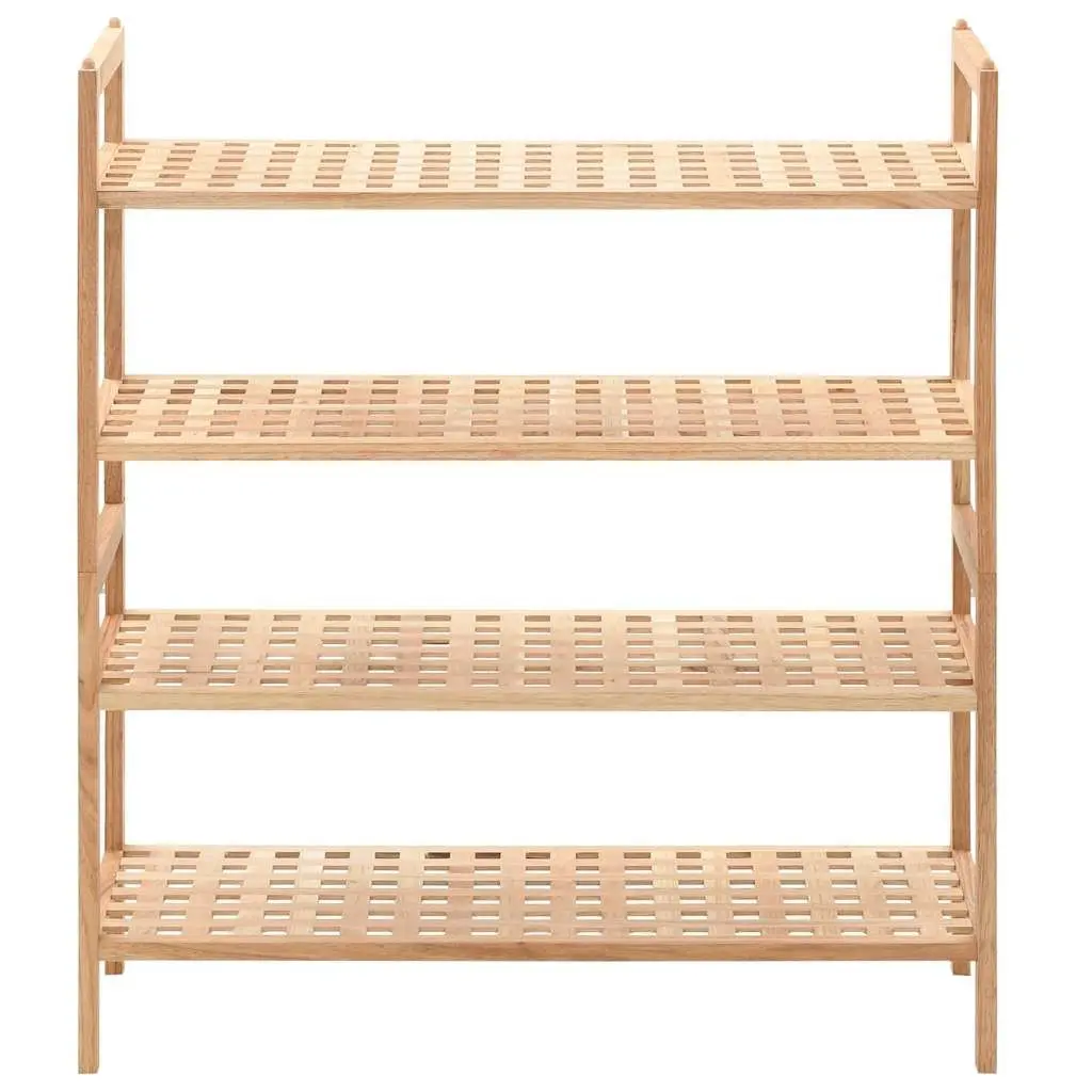 Shoe Rack 4 Shelves Walnut Wood Storage Organiser Latticed Platform Home Bedroom
