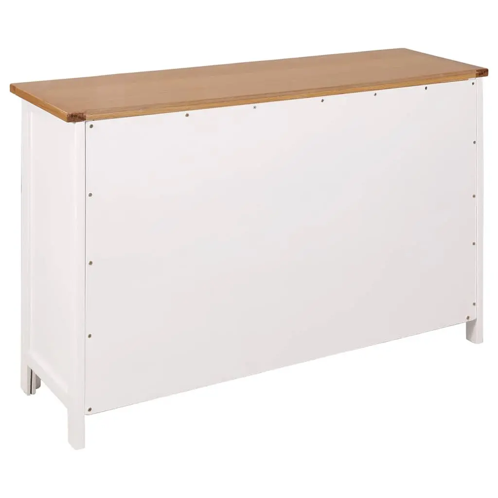 Solid Oak Wood Sideboard 110x33.5x70 cm Brown Rustic Storage Cabinet