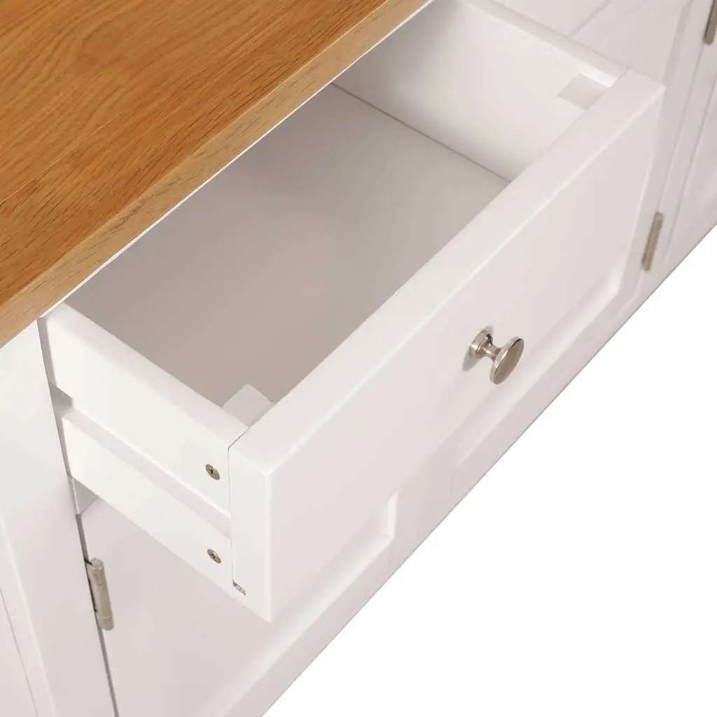 Solid Oak Wood Sideboard 110x33.5x70 cm Brown Rustic Storage Cabinet