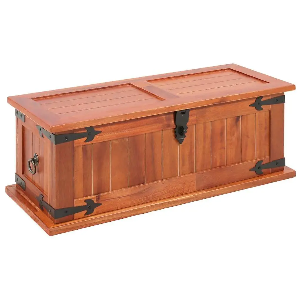 3 Piece Solid Acacia Wood Brown Storage Chests Handmade Wooden Box with Front Latch and Side Handles