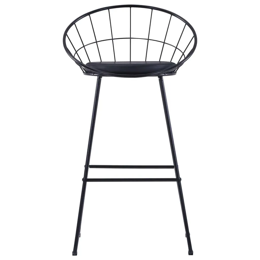 Bar Stools Set 2 Pieces Powder-Coated Steel Black Faux Leather
