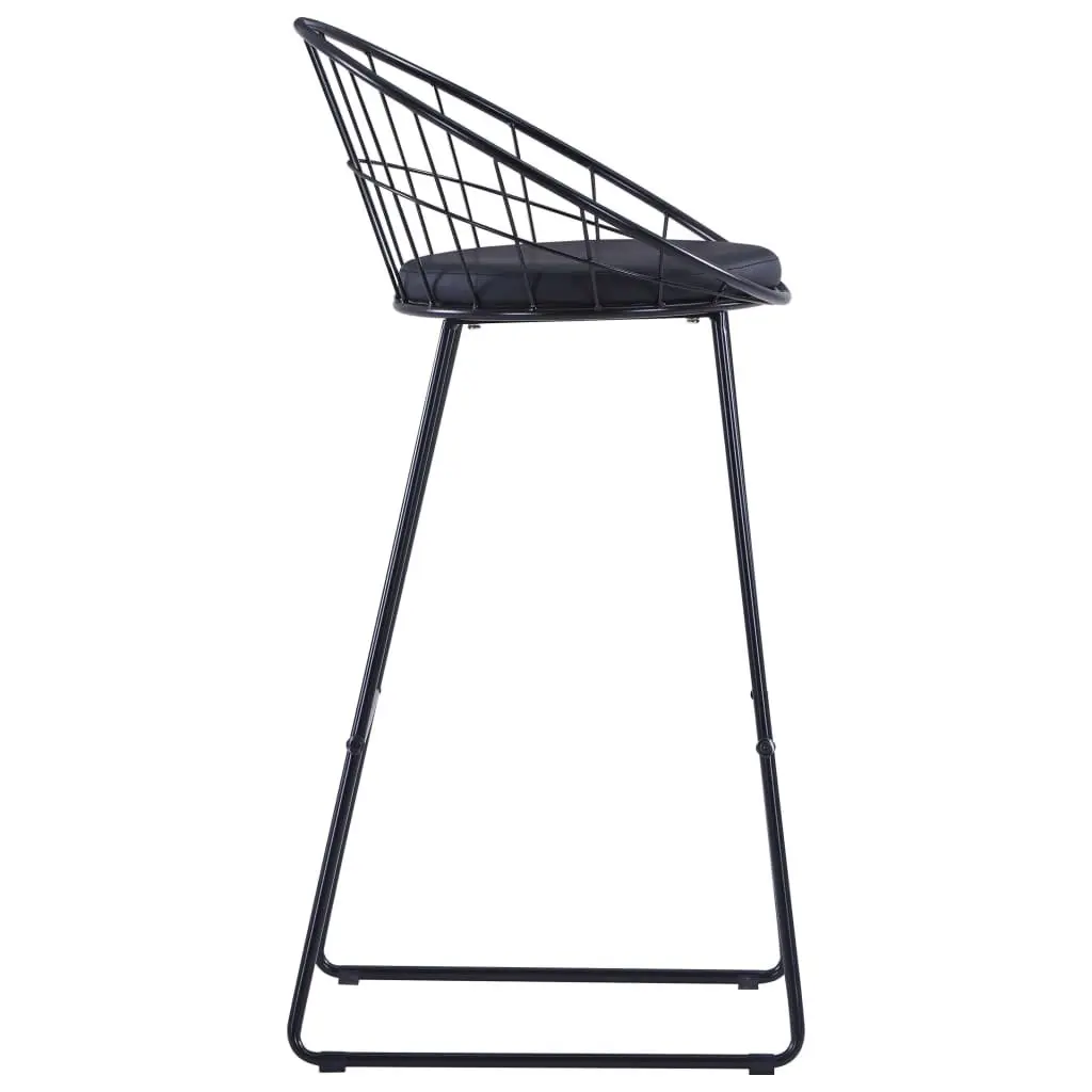 Bar Stools Set 2 Pieces Powder-Coated Steel Black Faux Leather