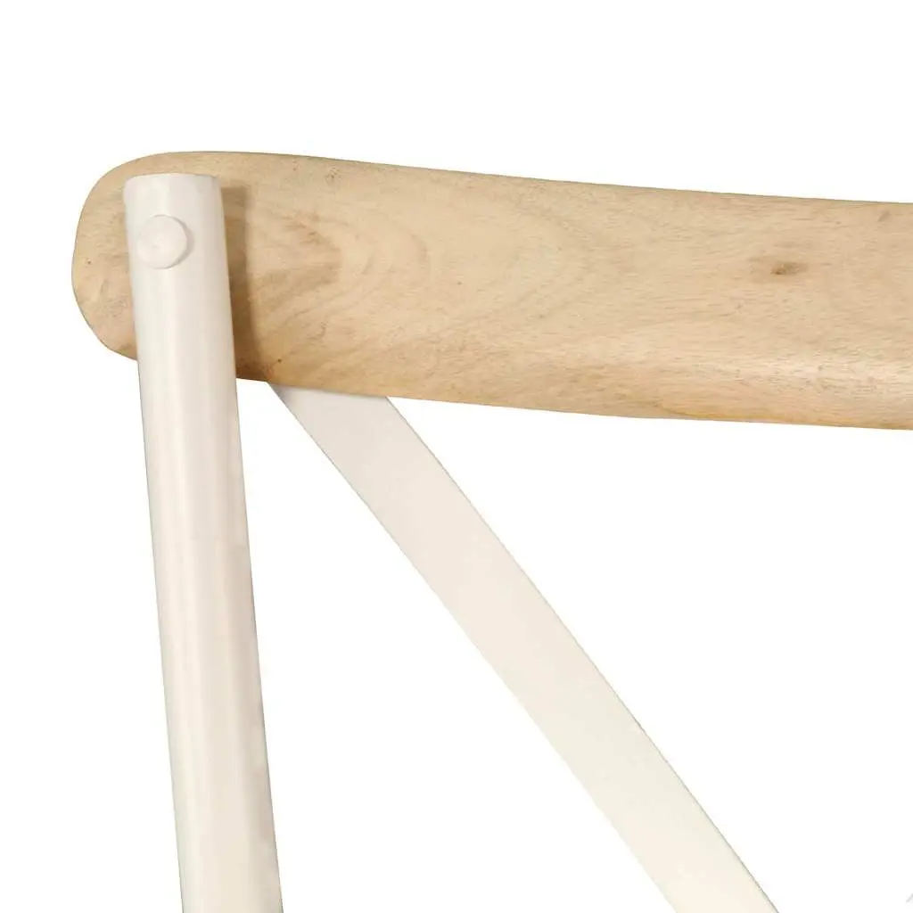 Dining Chair Set Solid Mango Wood Open Back 2 Piece White