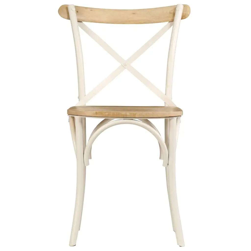 Dining Chair Set Solid Mango Wood Open Back 2 Piece White