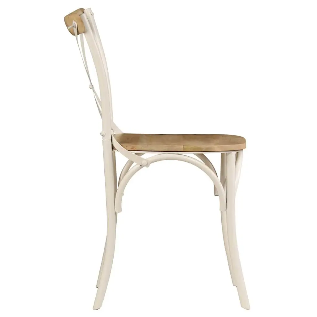 Dining Chair Set Solid Mango Wood Open Back 2 Piece White