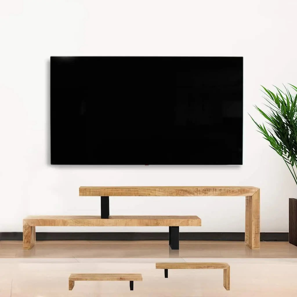 Mango Wood TV Stand Brown Durable Media Cabinet Living Room Entertainment Unit