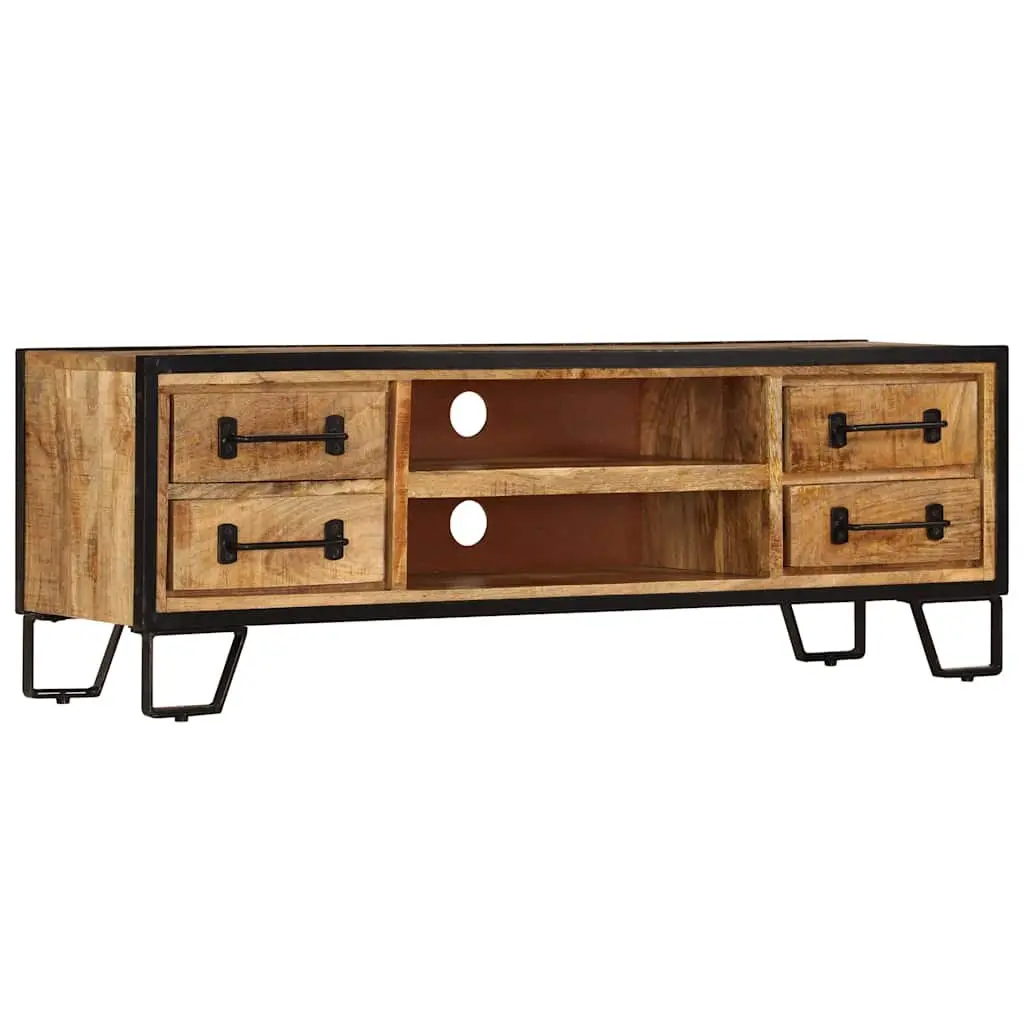 TV Cabinet Solid Mango Wood 120x30x40cm Brown with Drawers Living Room Storage