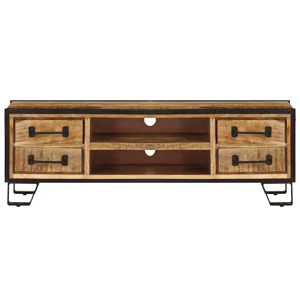 TV Cabinet Solid Mango Wood 120x30x40cm Brown with Drawers Living Room Storage