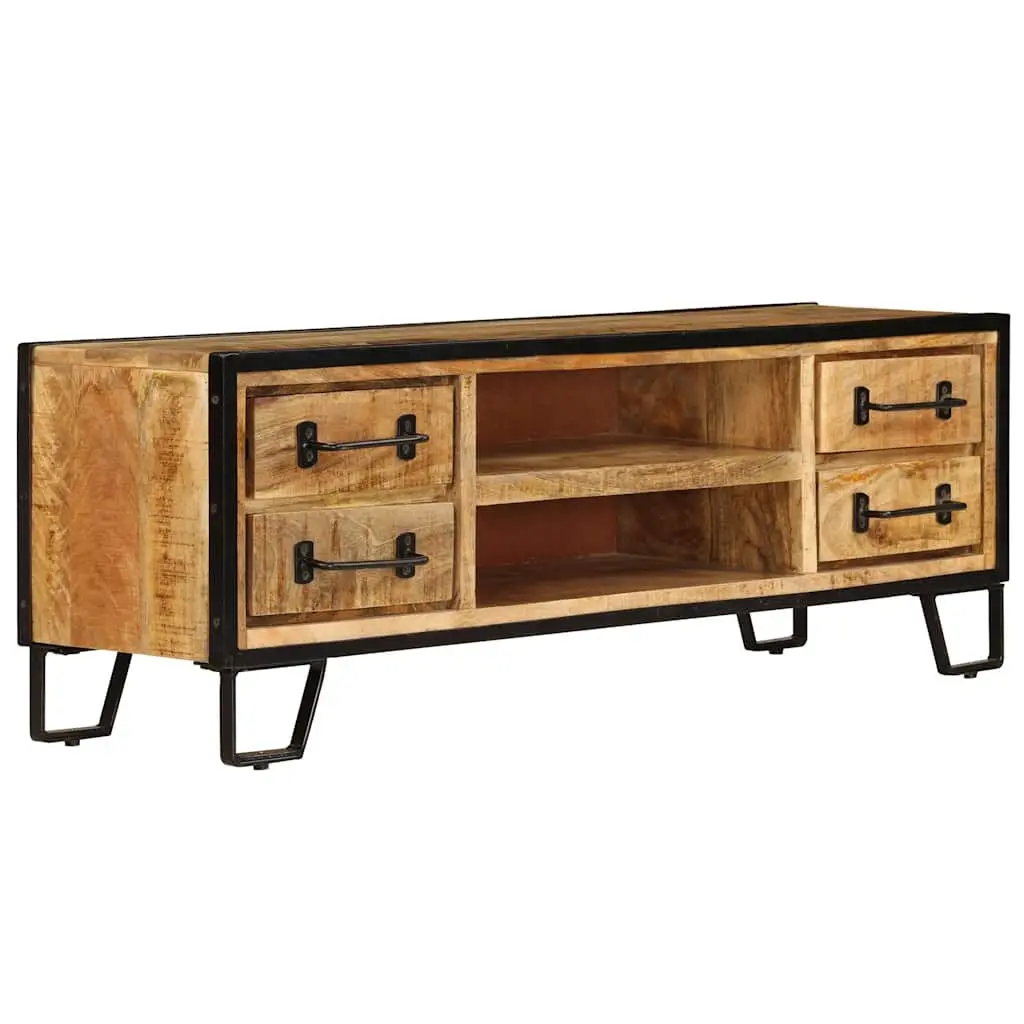 TV Cabinet Solid Mango Wood 120x30x40cm Brown with Drawers Living Room Storage