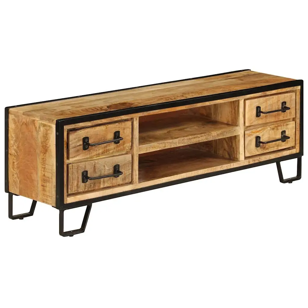 TV Cabinet Solid Mango Wood 120x30x40cm Brown with Drawers Living Room Storage