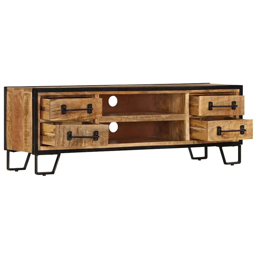TV Cabinet Solid Mango Wood 120x30x40cm Brown with Drawers Living Room Storage