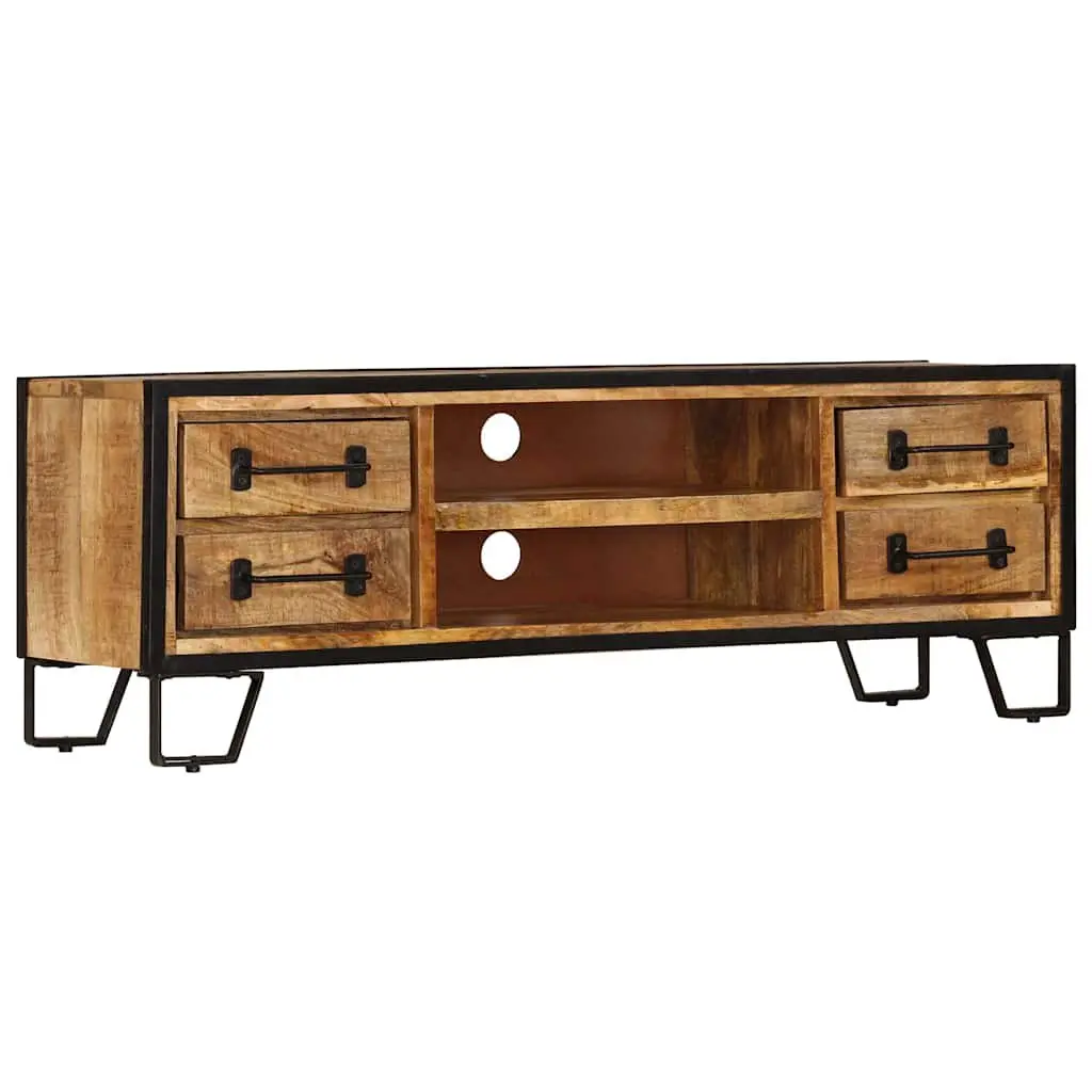 TV Cabinet Solid Mango Wood 120x30x40cm Brown with Drawers Living Room Storage