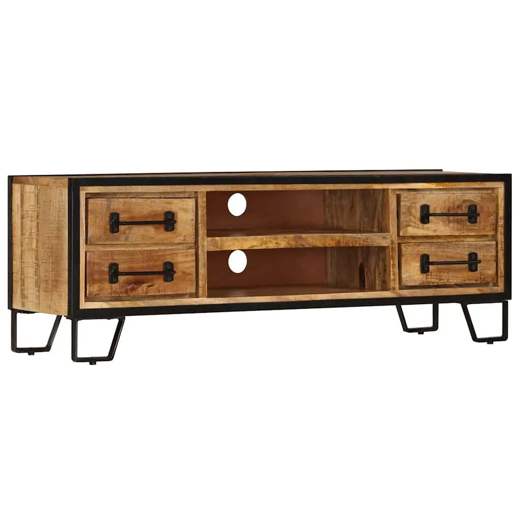 TV Cabinet Solid Mango Wood 120x30x40cm Brown with Drawers Living Room Storage