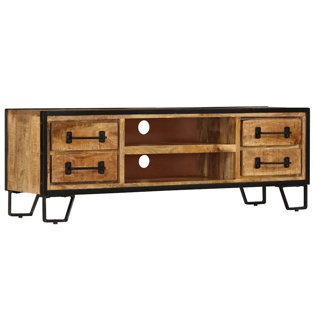 TV Cabinet Solid Mango Wood 120x30x40cm Brown with Drawers Living Room Storage