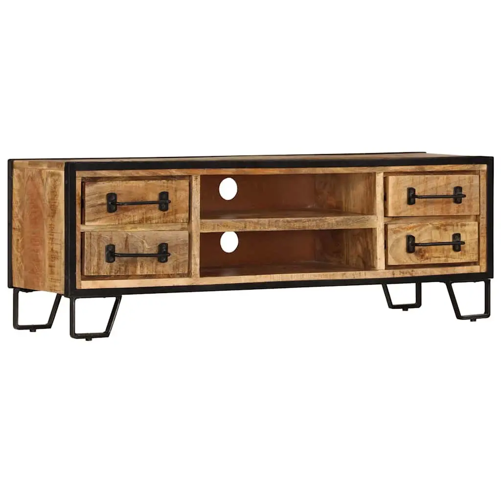 TV Cabinet Solid Mango Wood 120x30x40cm Brown with Drawers Living Room Storage