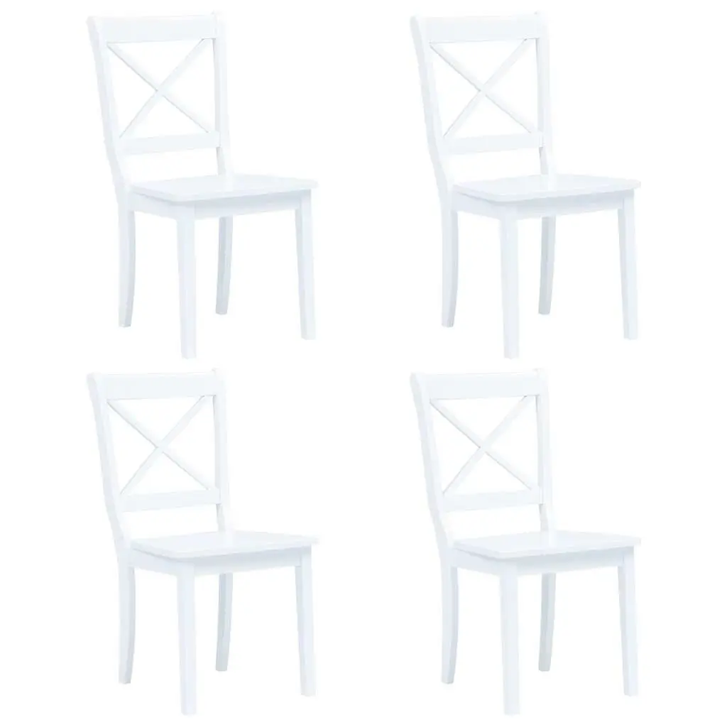 Ergonomic Dining Chairs White Solid Rubber Wood Kitchen Set of 4