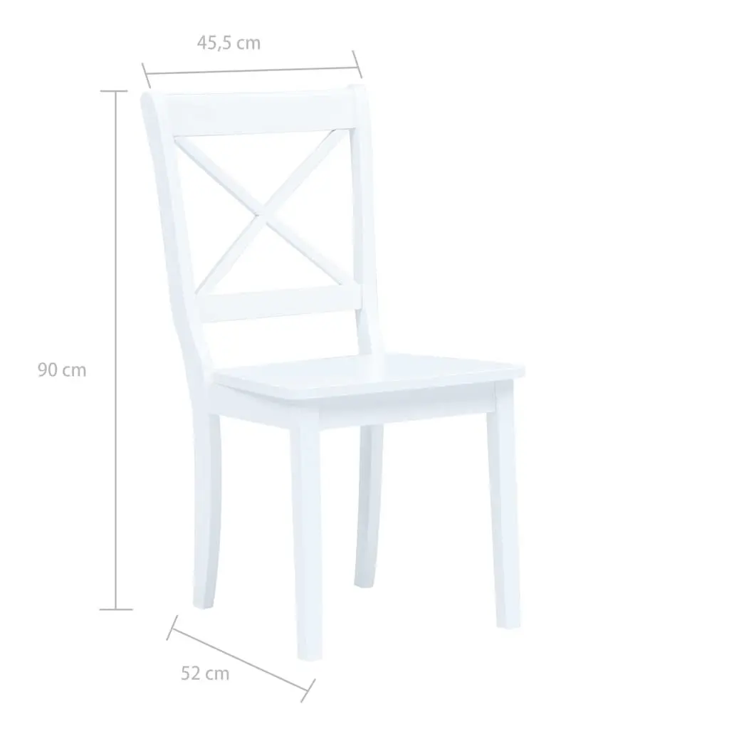 Ergonomic Dining Chairs White Solid Rubber Wood Kitchen Set of 4