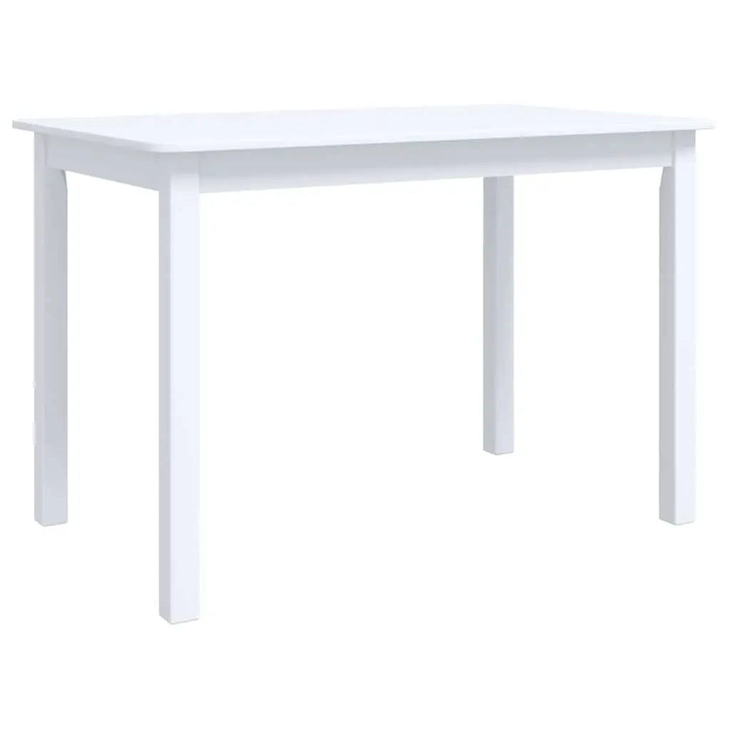 Dining Table Solid Rubber Wood 114x71x75cm White MDF Kitchen Furniture Easy to Clean