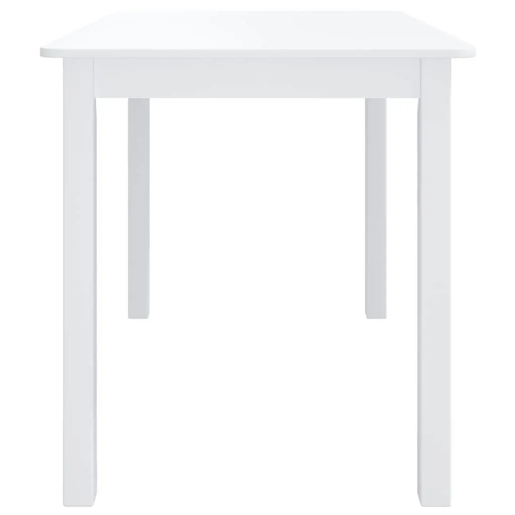 Dining Table Solid Rubber Wood 114x71x75cm White MDF Kitchen Furniture Easy to Clean