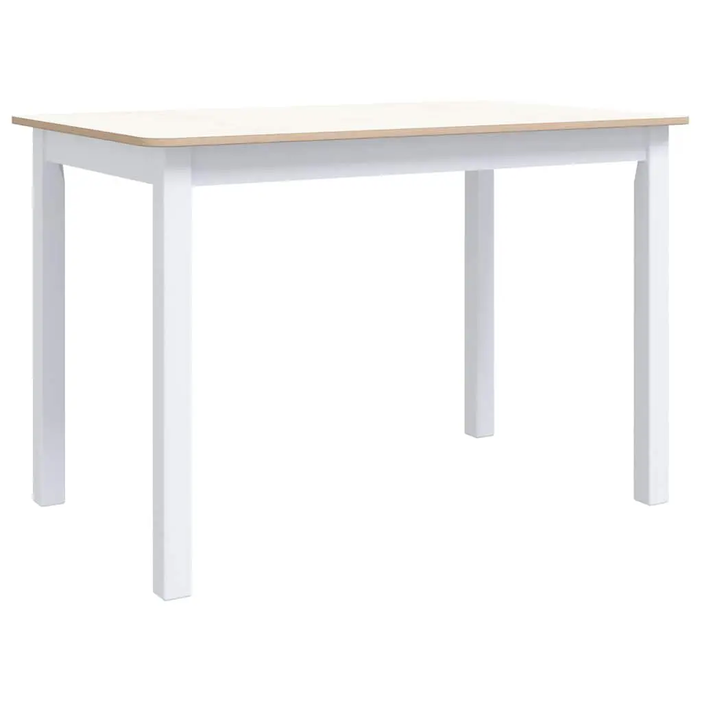 Dining Table Solid Rubber Wood Kitchen Room Furniture 114x71x75cm White Brown Polished Easy Maintenance