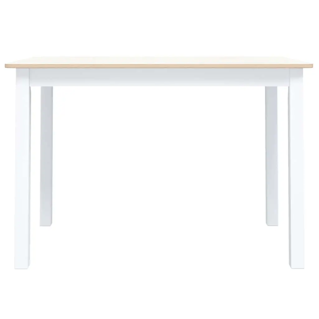 Dining Table Solid Rubber Wood Kitchen Room Furniture 114x71x75cm White Brown Polished Easy Maintenance