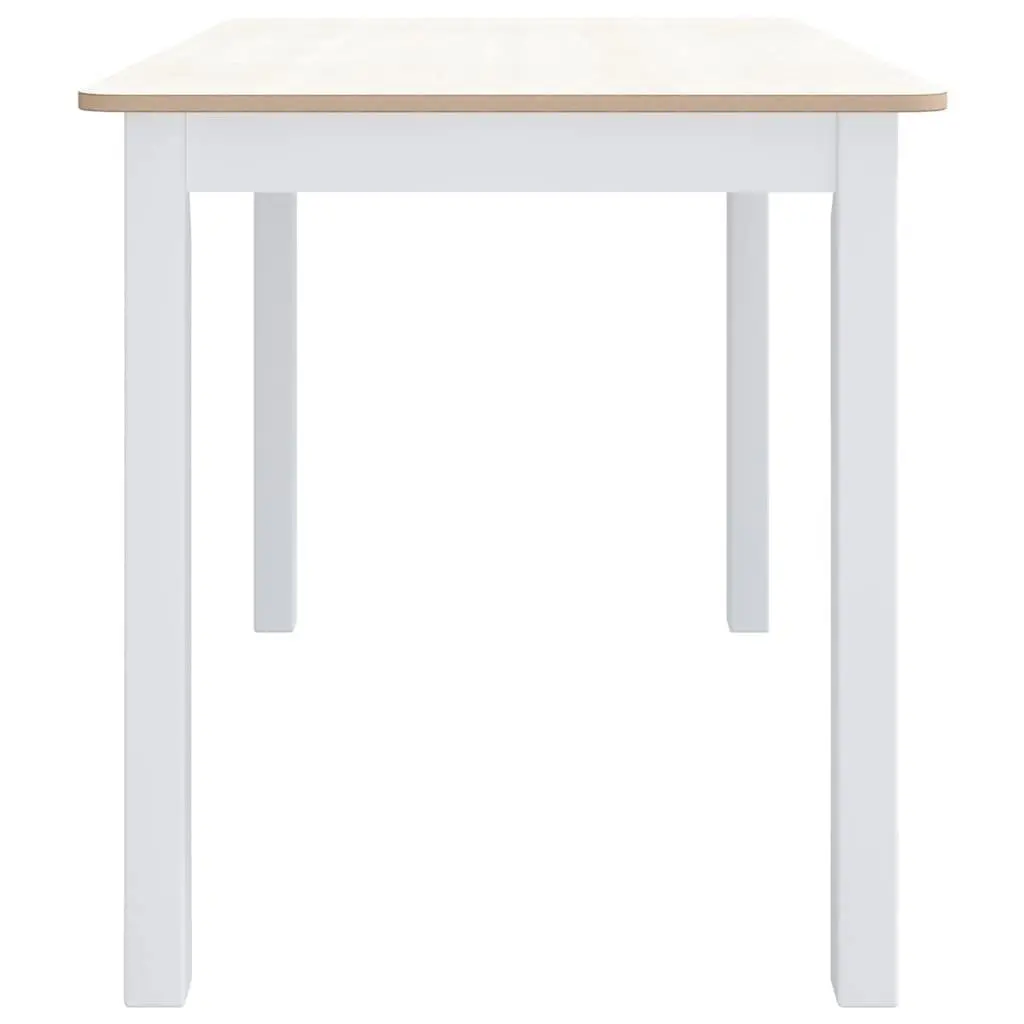 Dining Table Solid Rubber Wood Kitchen Room Furniture 114x71x75cm White Brown Polished Easy Maintenance