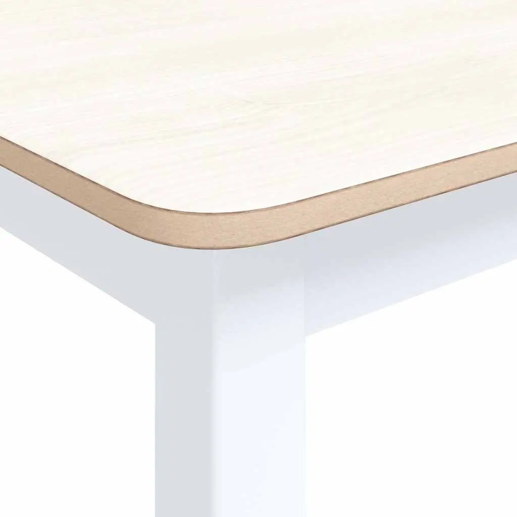 Dining Table Solid Rubber Wood Kitchen Room Furniture 114x71x75cm White Brown Polished Easy Maintenance