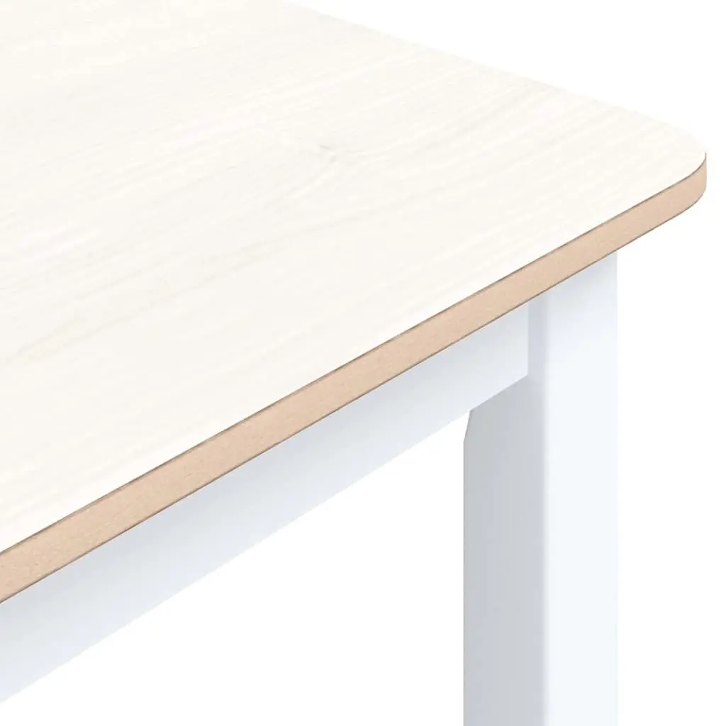Dining Table Solid Rubber Wood Kitchen Room Furniture 114x71x75cm White Brown Polished Easy Maintenance