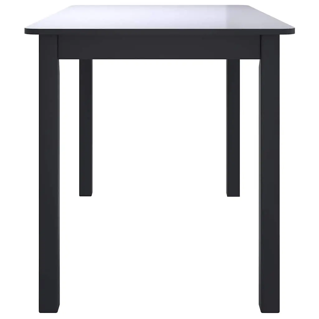 Black Dining Table Solid Rubber Wood MDF Top 114x71x75cm Kitchen Furniture