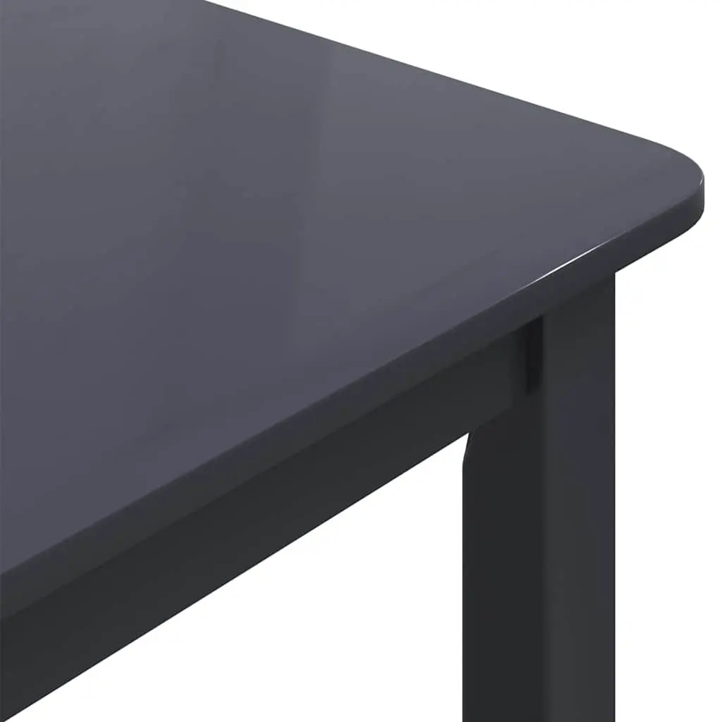 Black Dining Table Solid Rubber Wood MDF Top 114x71x75cm Kitchen Furniture