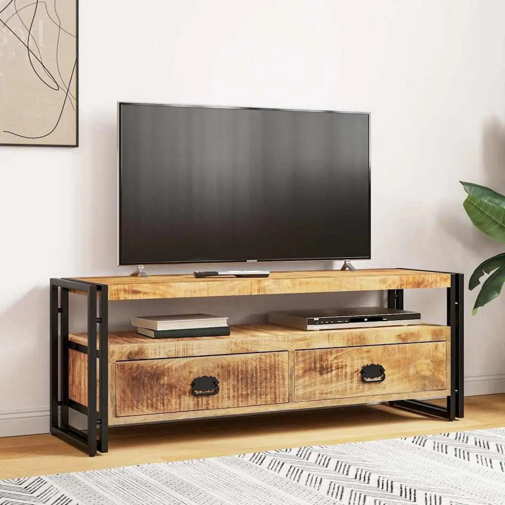 TV Cabinet Solid Mango Wood 120x35x45 cm Brown Vintage Style Storage Unit