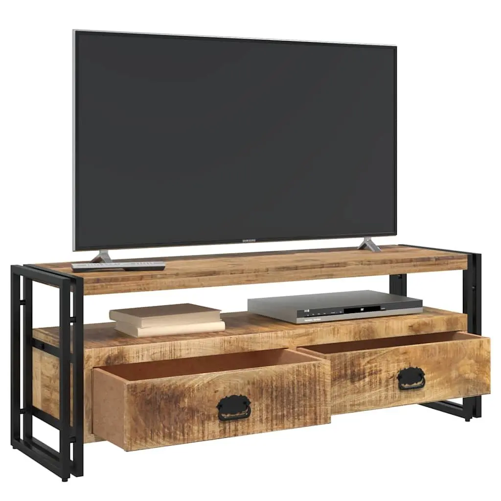 TV Cabinet Solid Mango Wood 120x35x45 cm Brown Vintage Style Storage Unit