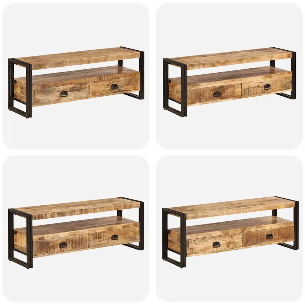 TV Cabinet Solid Mango Wood 120x35x45 cm Brown Vintage Style Storage Unit