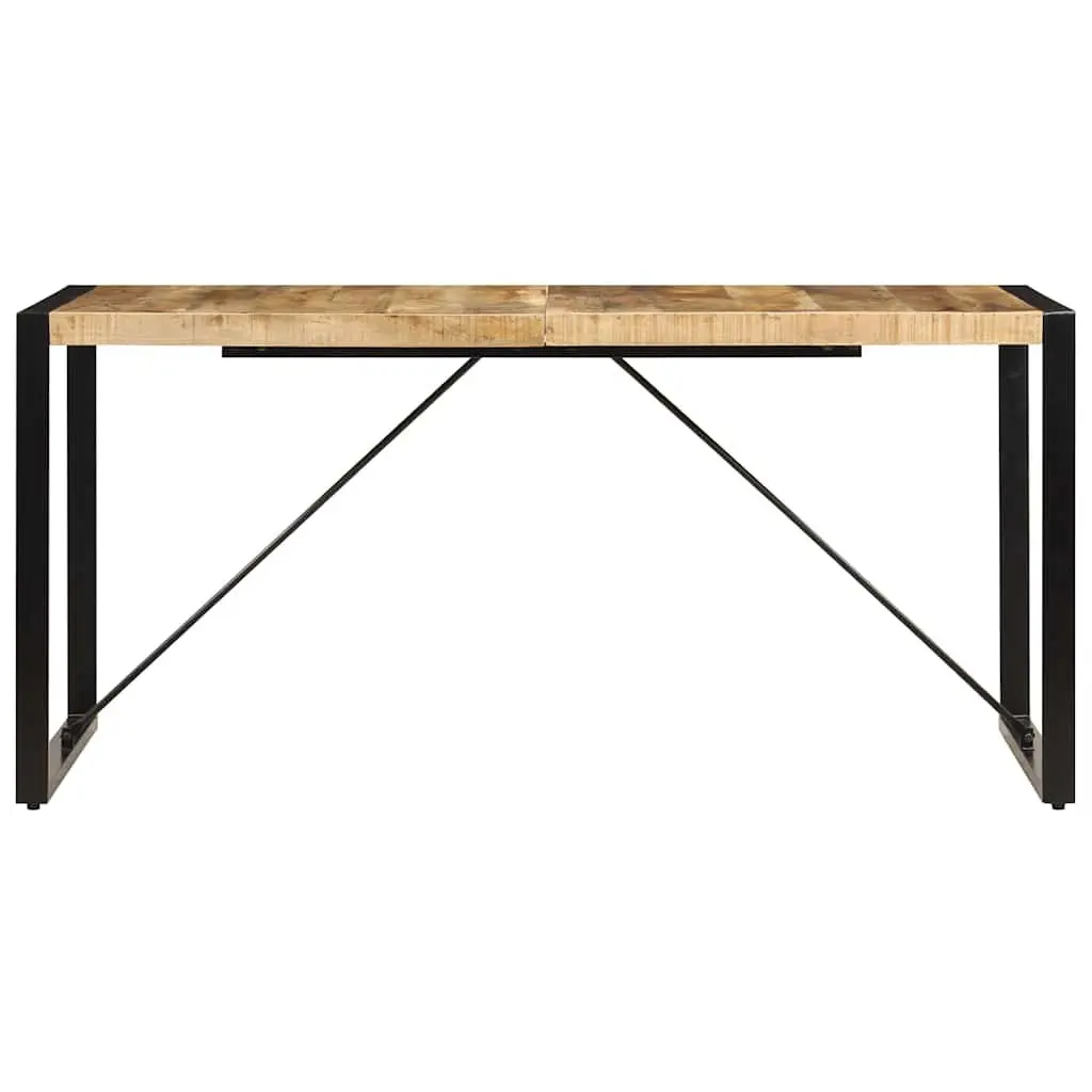 Dining Table Solid Mango Wood Brown 160x80x75cm Industrial Style Kitchen