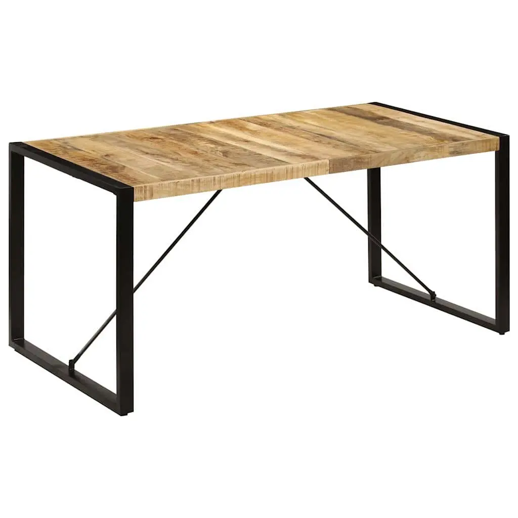 Dining Table Solid Mango Wood Brown 160x80x75cm Industrial Style Kitchen
