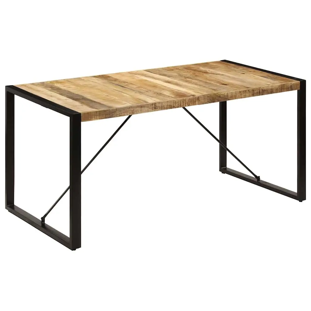 Dining Table Solid Mango Wood Brown 160x80x75cm Industrial Style Kitchen