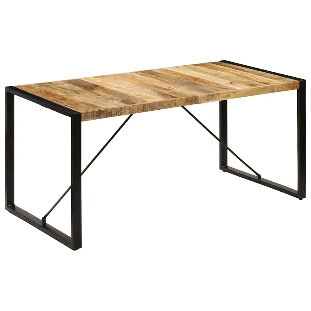 Dining Table Solid Mango Wood Brown 160x80x75cm Industrial Style Kitchen