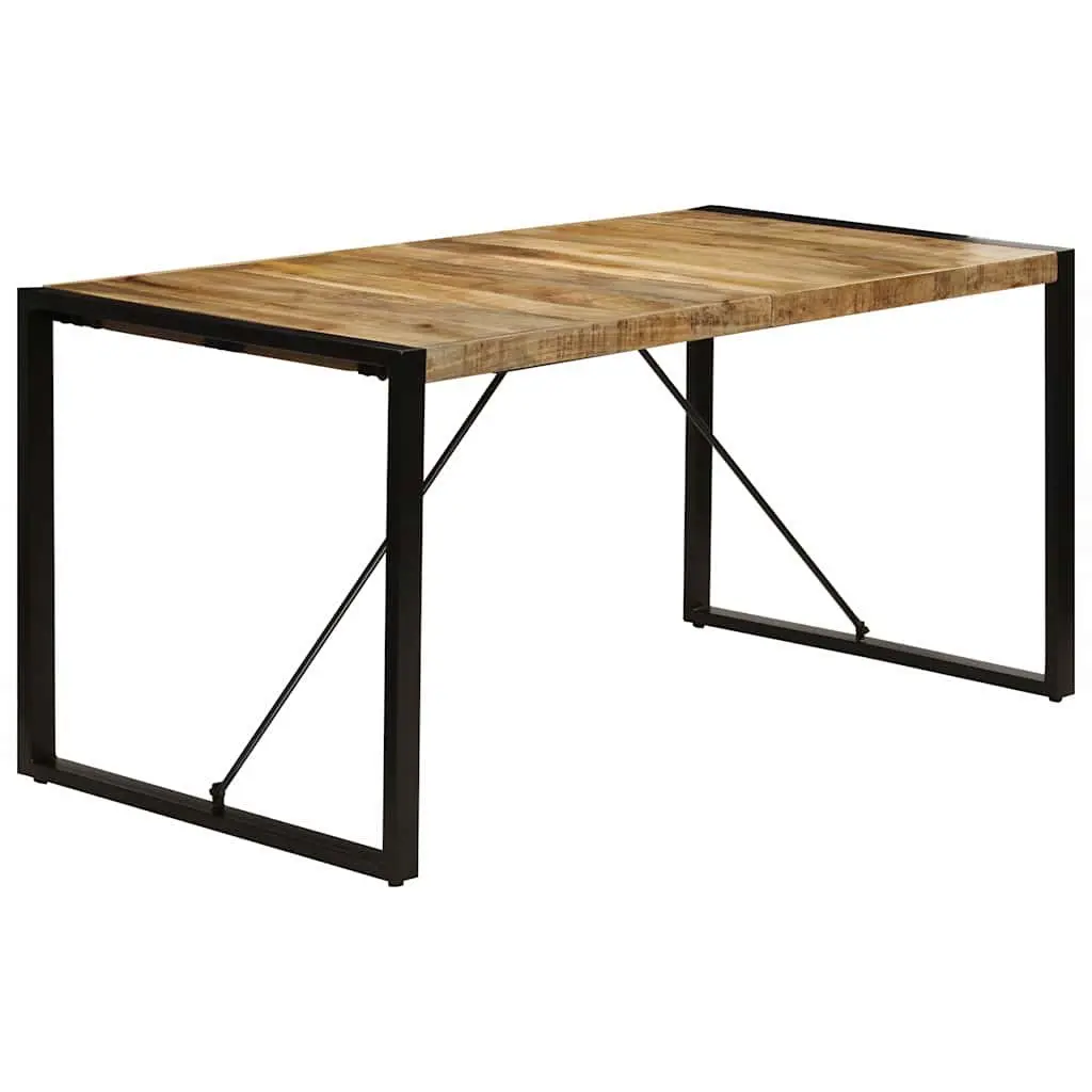 Dining Table Solid Mango Wood Brown 160x80x75cm Industrial Style Kitchen