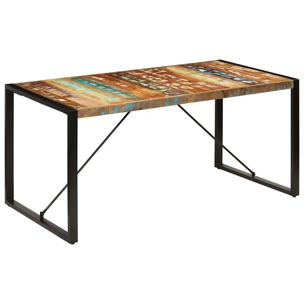 Dining Table Solid Reclaimed Wood 160x80x75 cm Multicolour Rustic Style
