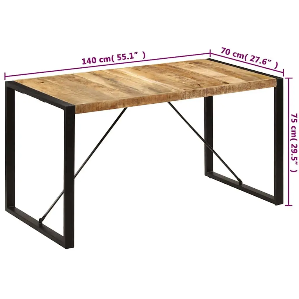 Dining Table Solid Mango Wood Brown 140x70x75cm Industrial Style Kitchen Furniture