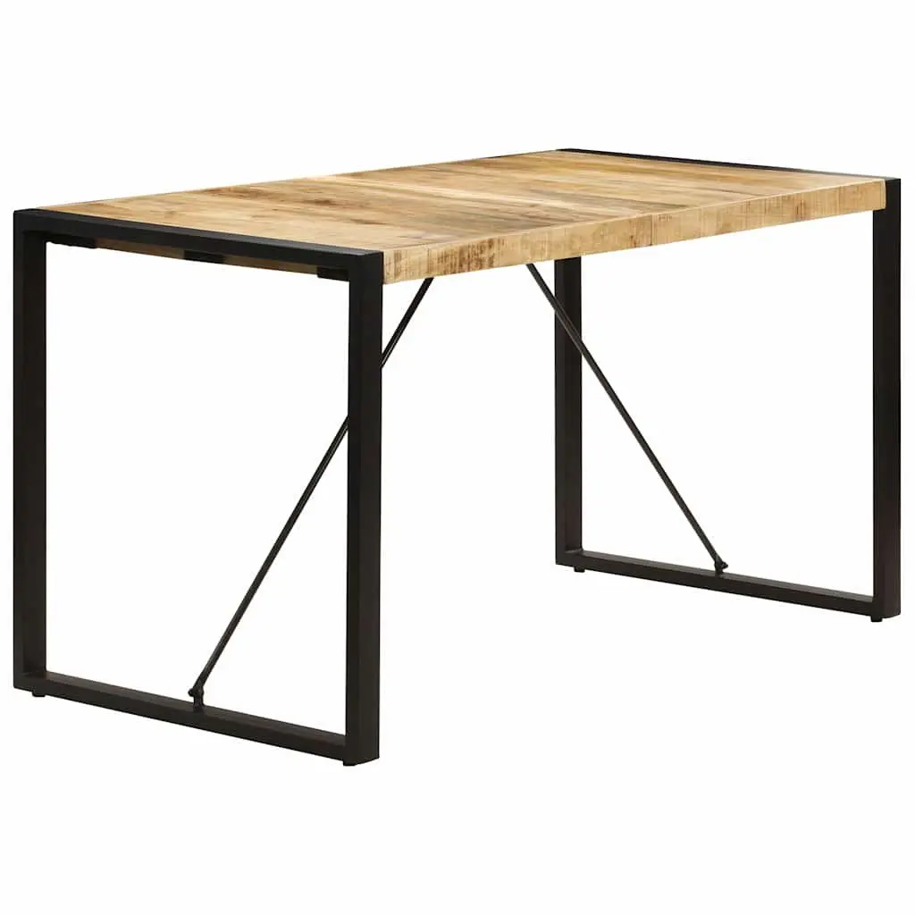 Dining Table Solid Mango Wood Brown 140x70x75cm Industrial Style Kitchen Furniture